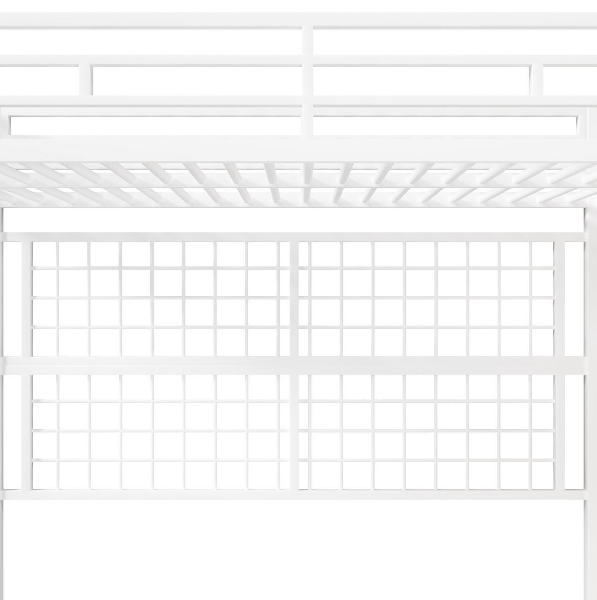 HOCHBETT 90/200 cm Weiß mit Stauraumleiter, Hängegitter und LED - Weiß, Metall (90/200cm) - MIVRAY