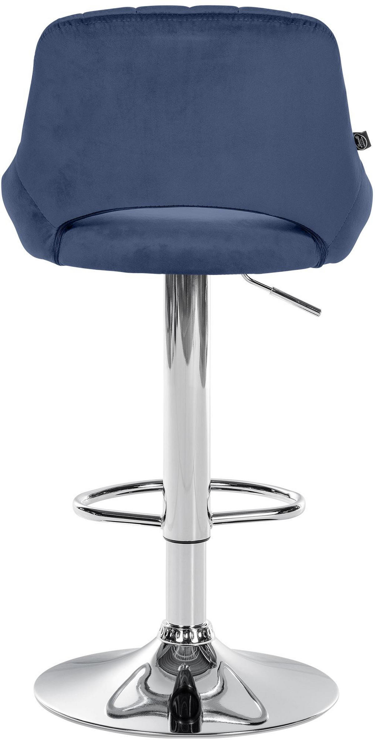 BARHOCKER 2er Set Samt blau - Chromfarben/Blau, Textil (47/85/48cm) - CLP