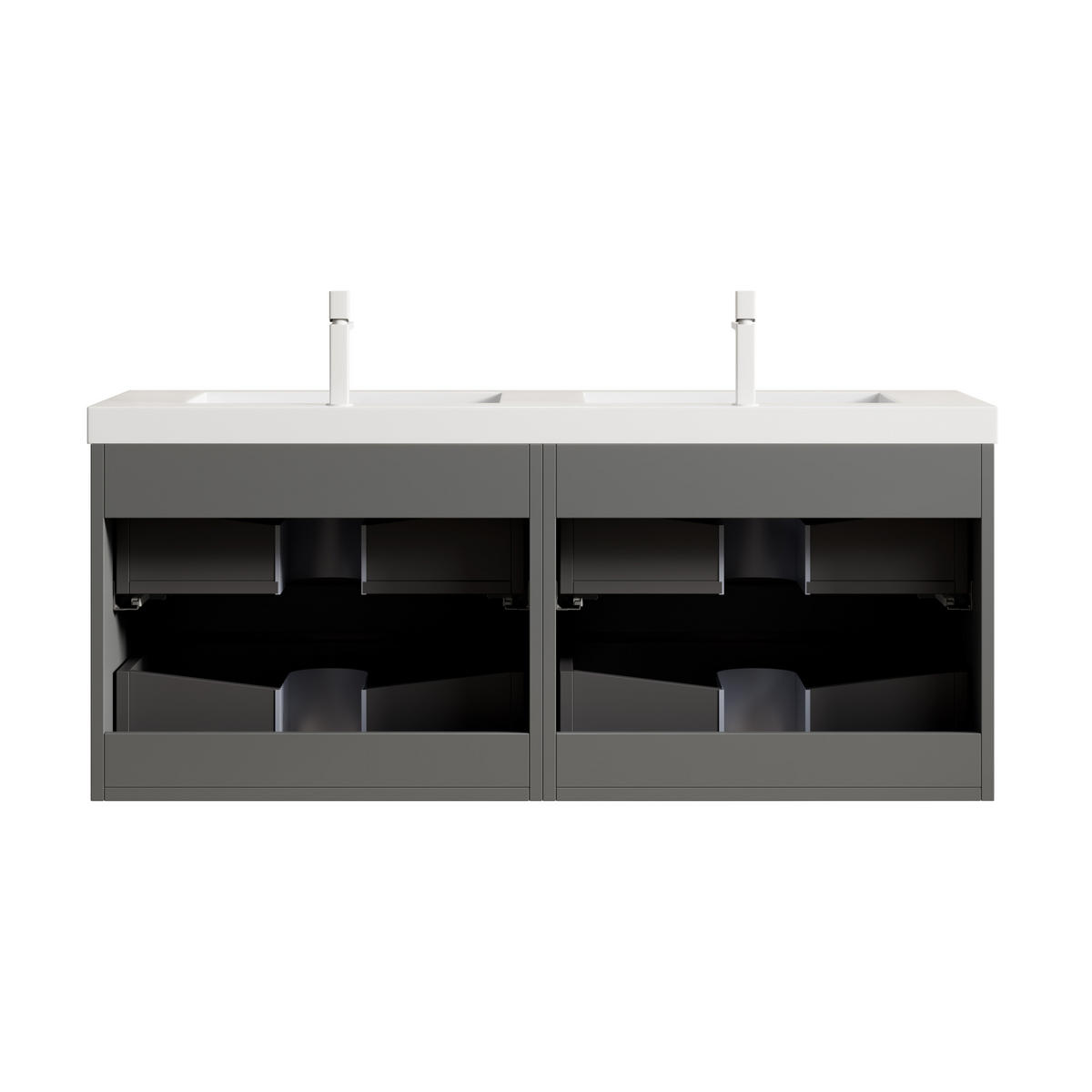 WASCHTISCHKOMBI 120x46x53cm Dunkelgrau/Weiß mit Kunststeinbecken - Dunkelgrau, Kunststoff (120/53/46cm) - Modfu