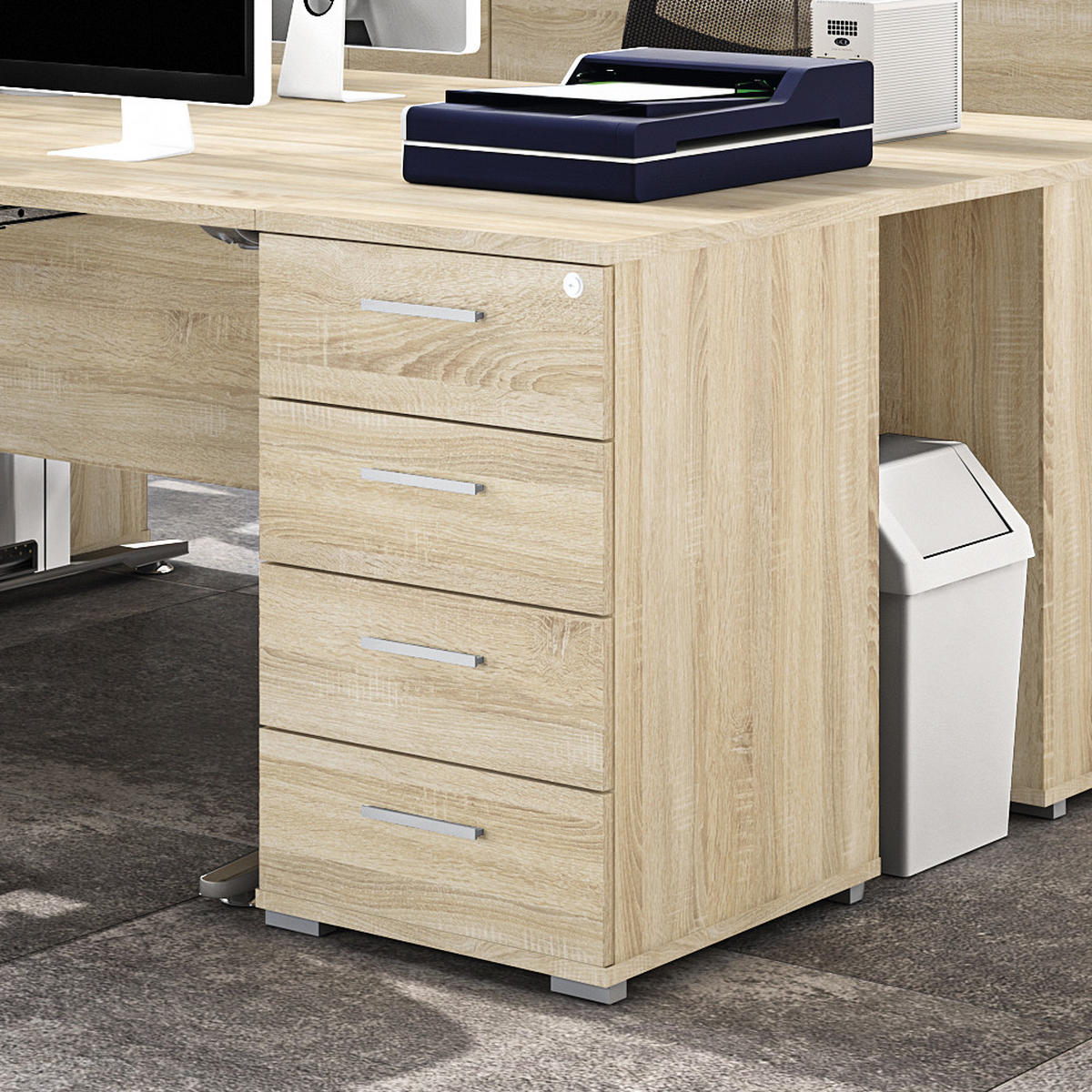 SCHUBLADENCONTAINER Optimal Sonoma Eiche hell 46 / 68 / 76cm - Braun, Holz/Holzwerkstoff (46/68/76cm) - Feldmann-Wohnen