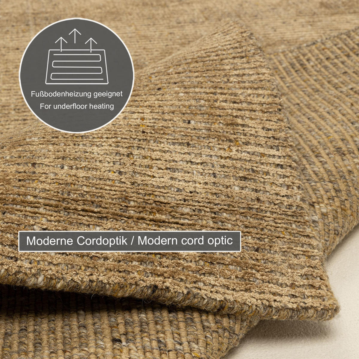 HANDWEBTEPPICH Venus 240x340 cm - Goldfarben, Textil (240/340cm) - THEKO