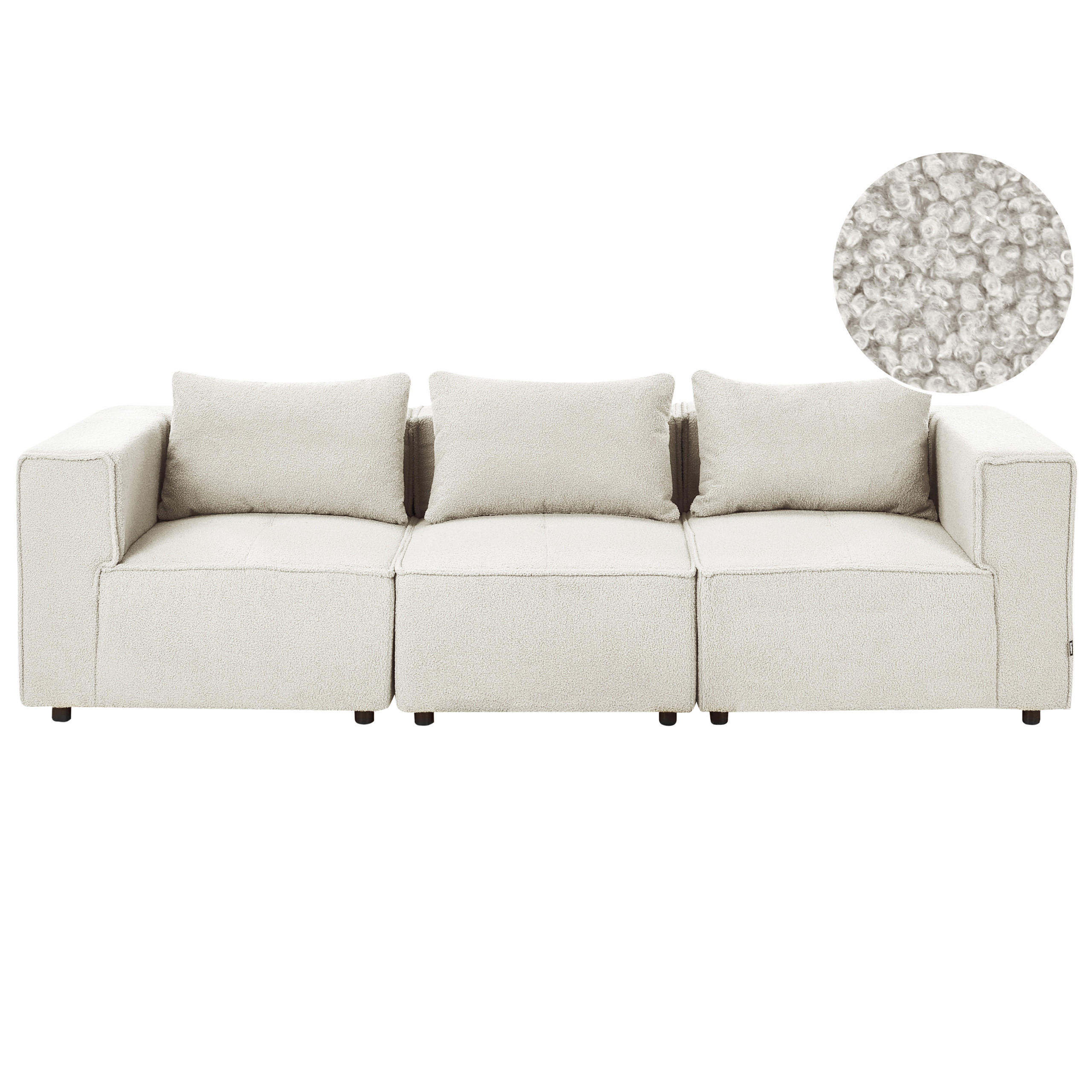 3-SITZER-MODULSOFA Cremeweiß Bouclé Axebo - Creme, Textil (258/93/94cm) - Beliani