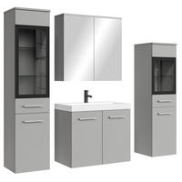 BADMÖBEL-SET Mirano 5 Teile Grau Matt - 60 x 35 x 51 cm - Grau, Holz (60/47/35cm) - Badplaats