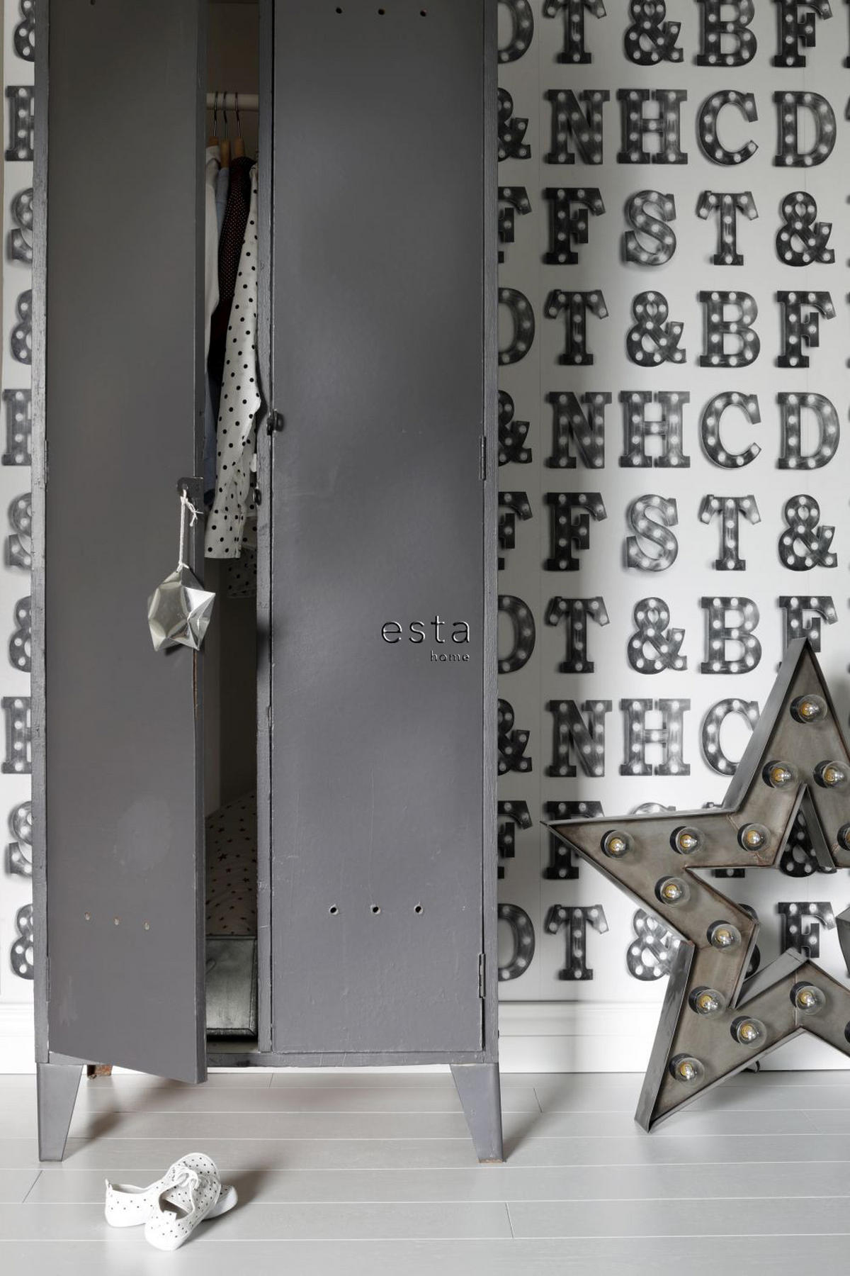 TAPETE Leuchtbuchstaben 53 cm x 10.05 m - Schwarz, Papier (53/1000cm) - ESTAhome