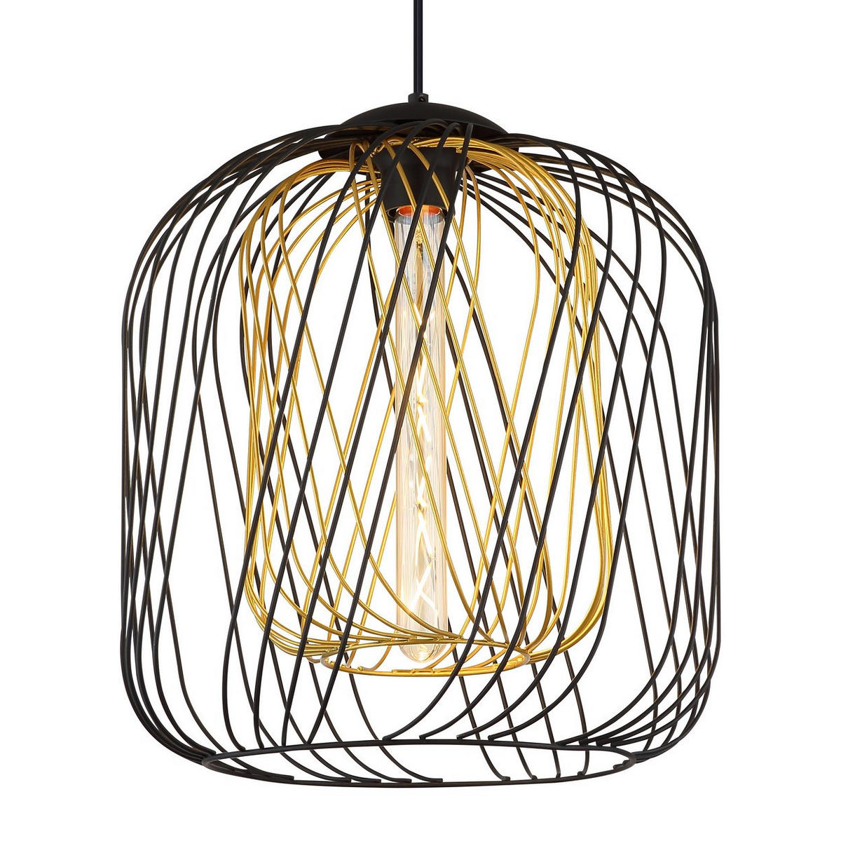 PENDELLEUCHTE DICHTI, Metall, Schwarz, Metallgeflecht - Schwarz, Metall (35/35/150cm) - Globo Lighting