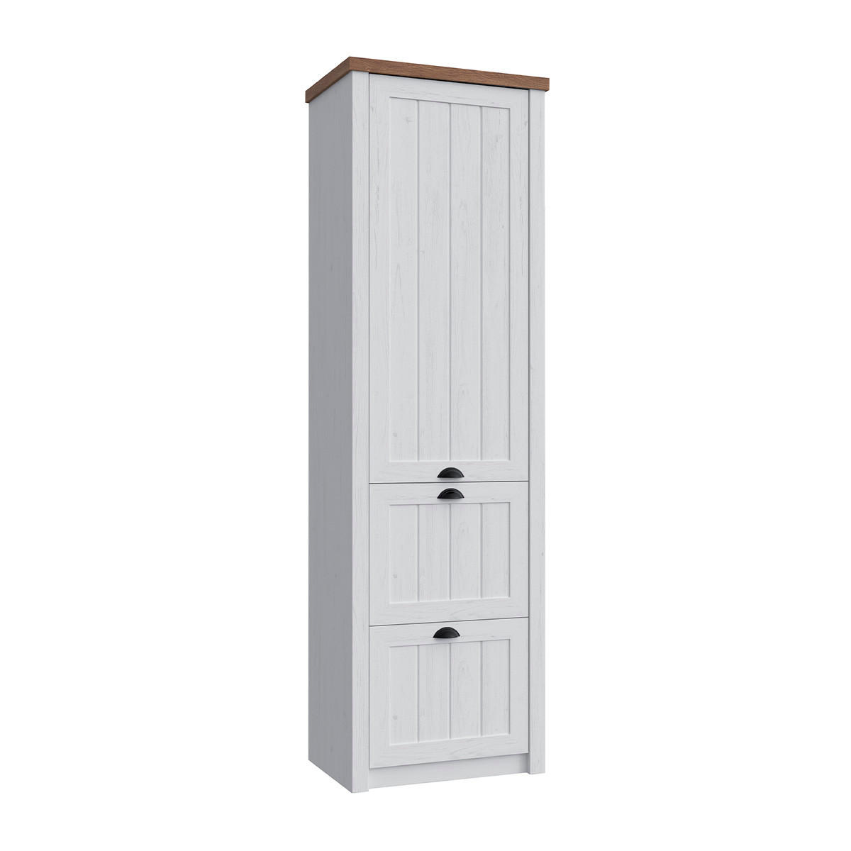 SCHRANK 1 Tür Léandre Weiß und Holz - Weiß, Holzwerkstoff (60.3/205/42cm) - Petits-meubles