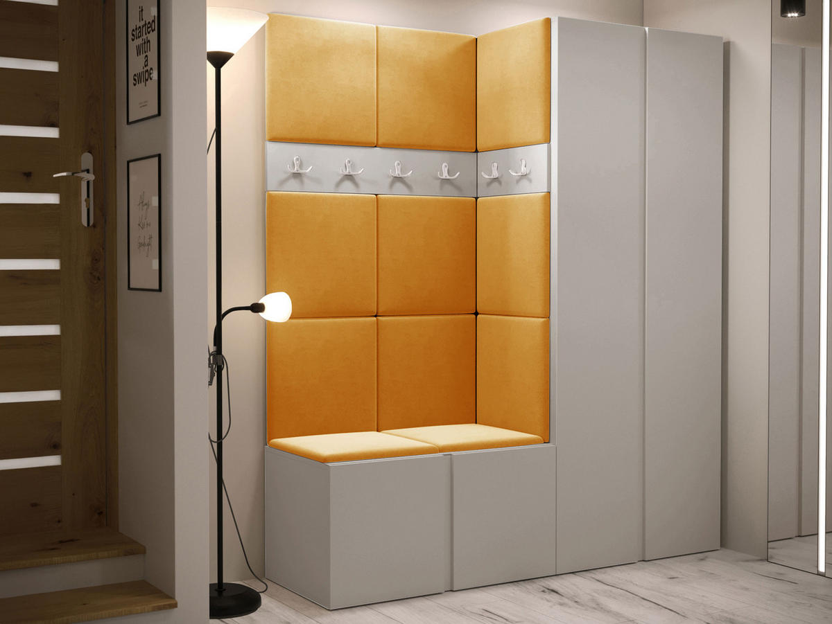 GARDEROBEN-SET Orion III - Kaschmir/Orange, Holzwerkstoff/Kunststoff (158/186/46cm) - MIRJAN24