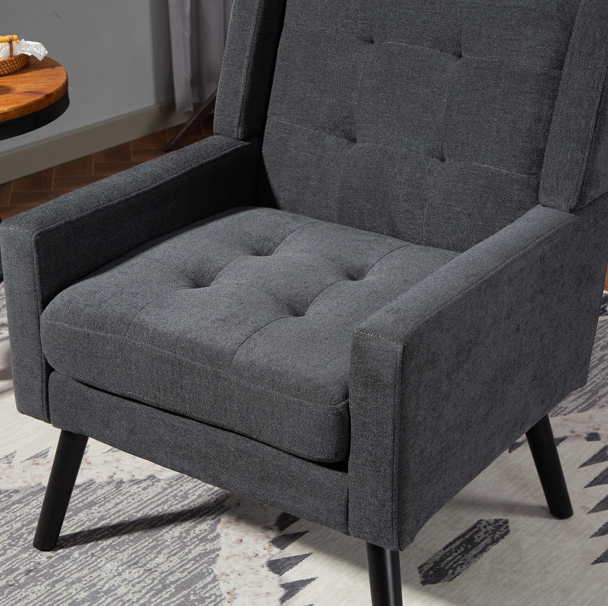 SESSEL 68/76/88 cm Dark Gray aus Upholstered mit Tufting - Dunkelgrau, Textil (76/88/68cm) - OKMYHOME