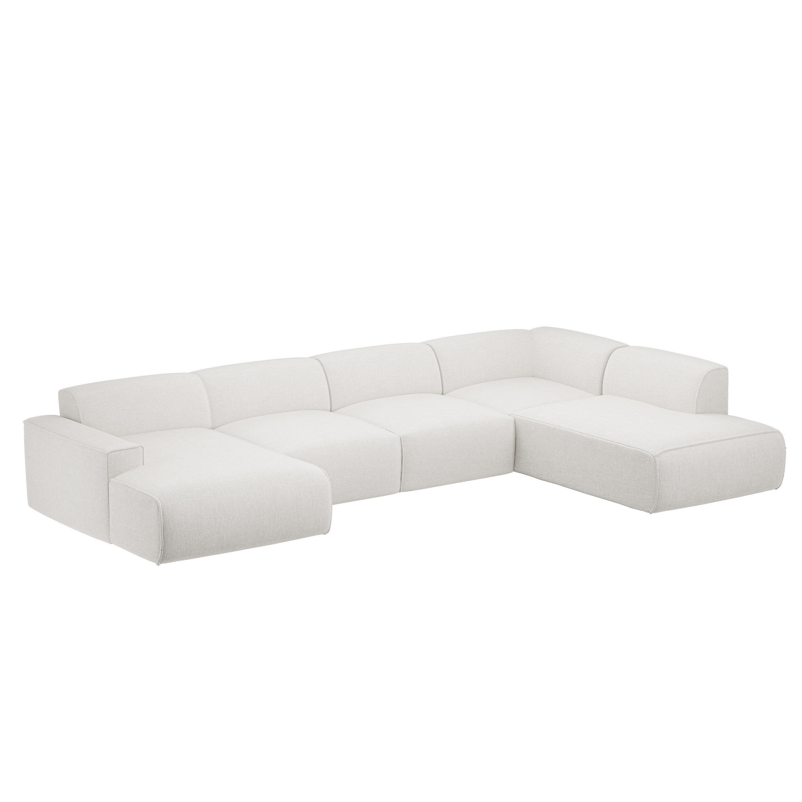 WOHNLANDSCHAFT DOVE Chenille-Stoff in Beige - Beige, Holzwerkstoff/Kunststoff (300/85/90cm) - Idohome