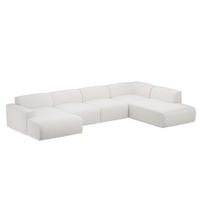 WOHNLANDSCHAFT DOVE Chenille-Stoff in Beige - Beige, Holzwerkstoff/Kunststoff (300/85/90cm) - Idohome