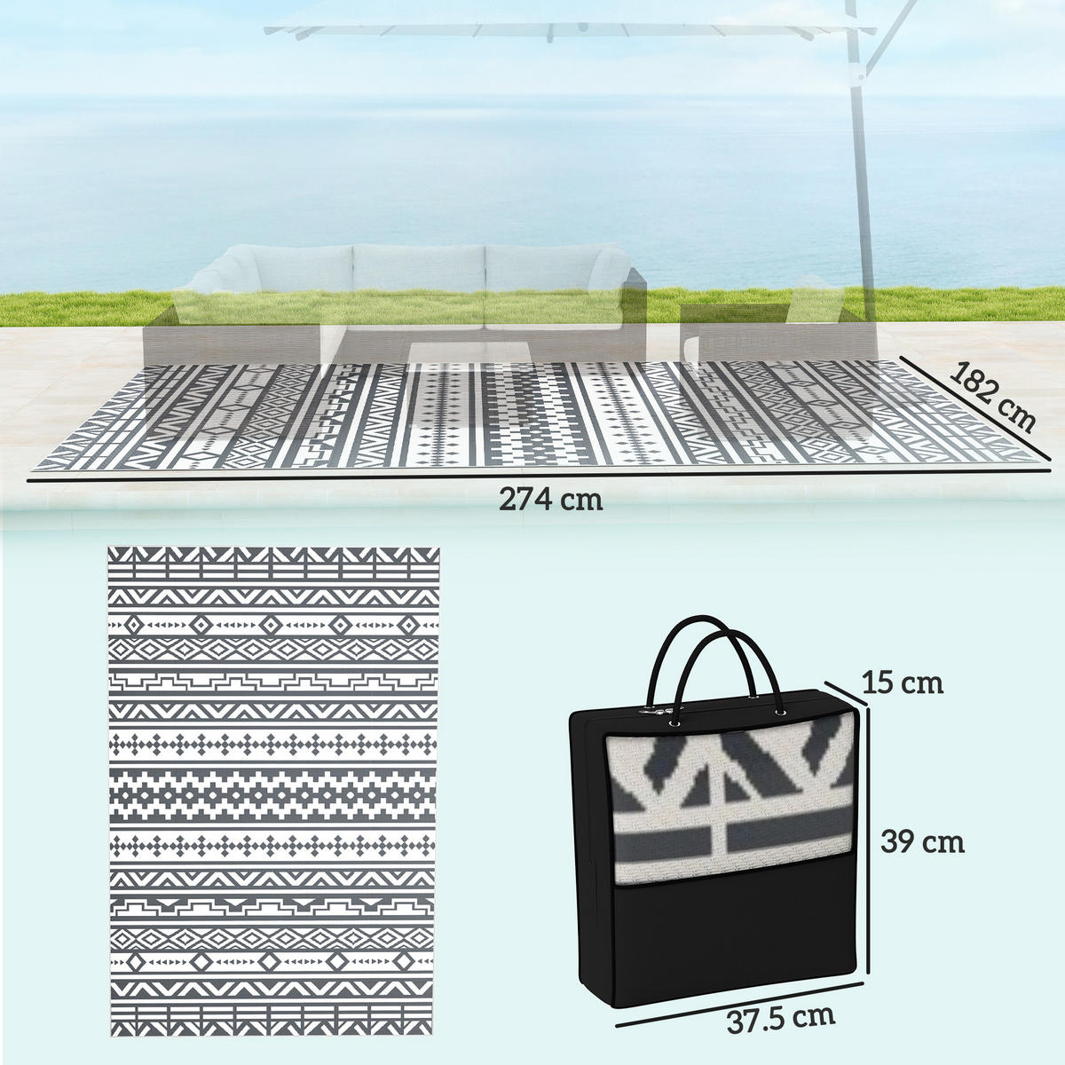OUTDOORTEPPICH für Terrasse und Balkon,Boho-Style - Multicolor, Textil (274/182cm) - Kaket