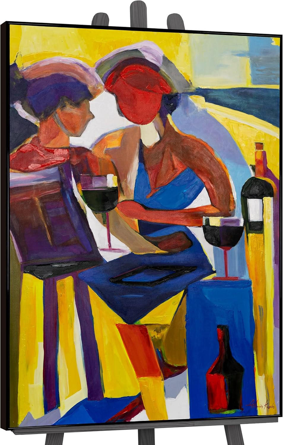 GEMÄLDE Farbenfroher Abend Schattenfugenrahmen Schwarz 120x80 cm - Schwarz, Holz (120/80cm) - YS-art gallery