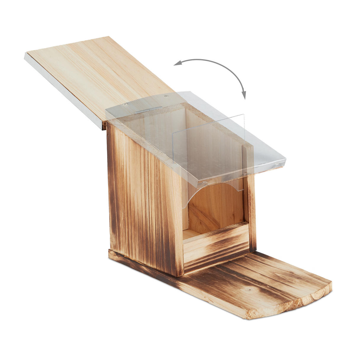 EICHHÖRNCHEN Futterhaus - Braun, Holz/Kunststoff (12/18/25cm) - Relaxdays