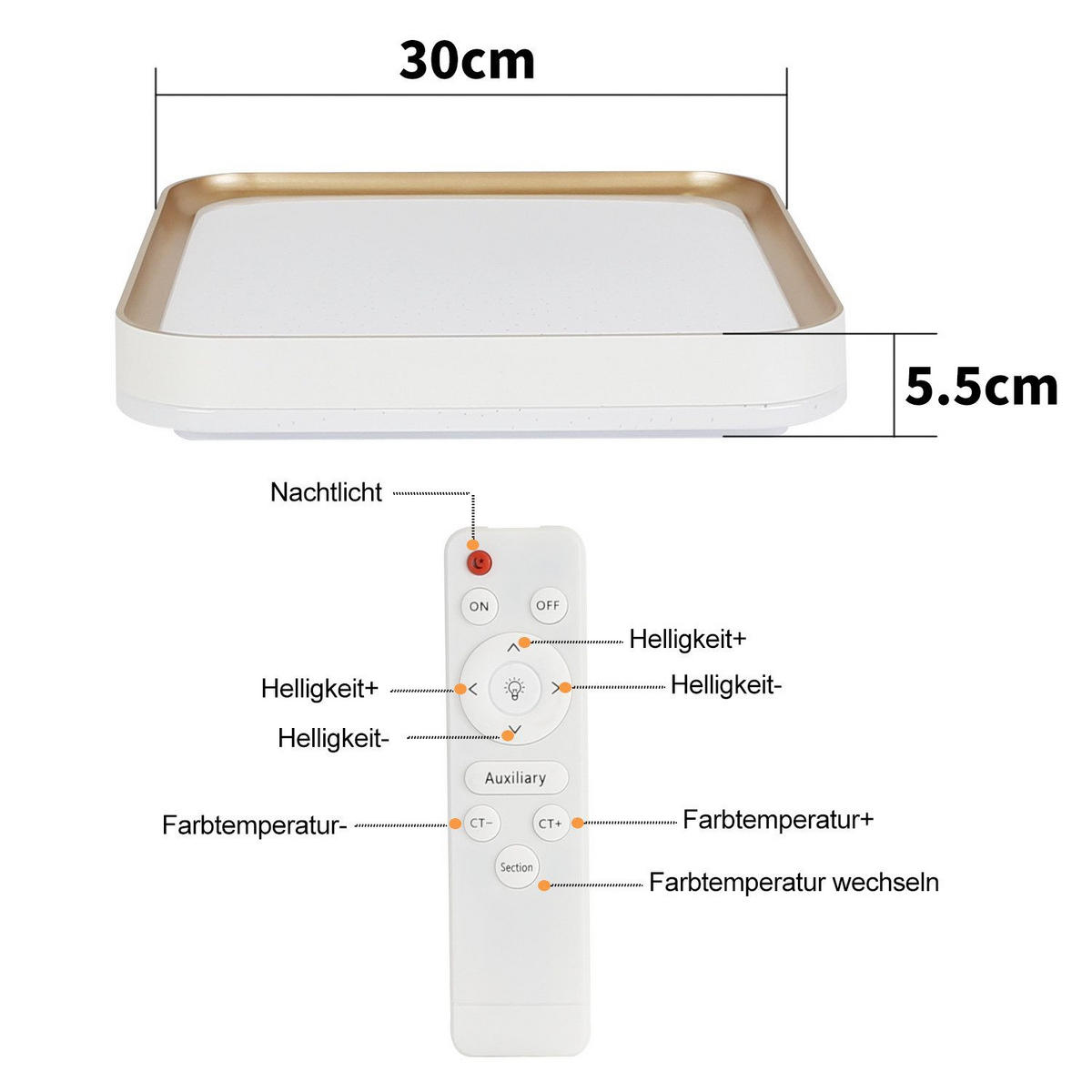 LED-DECKENLEUCHTE Zara 30/30/6 cm - Weiß, Kunststoff (30/30/6cm) - Nettlife