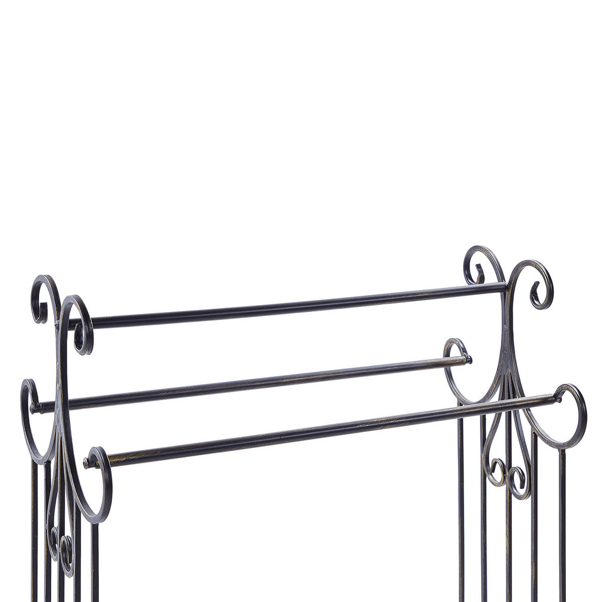 HANDTUCHSTÄNDER Antik Optik schwarz 60 x 90 cm Gladis - Schwarz, Metall (60/90/35cm) - Beliani
