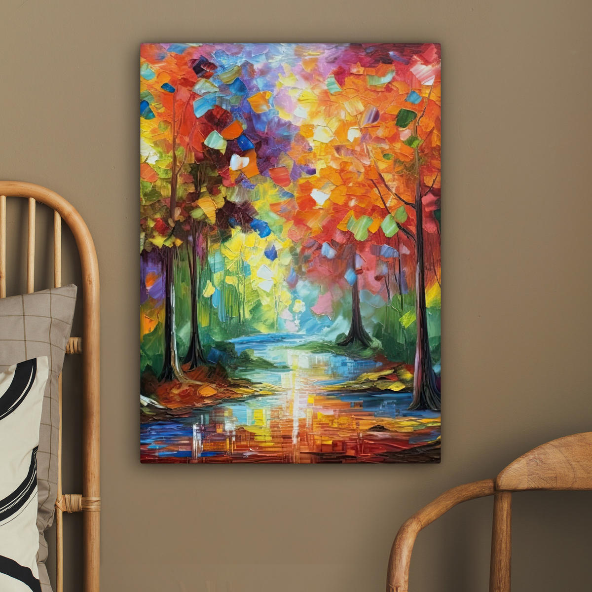 LEINWANDBILD Landschaft - Wald - Farben - Natur 60x80 cm - Multicolor, Textil (60/80cm) - MuchoWow