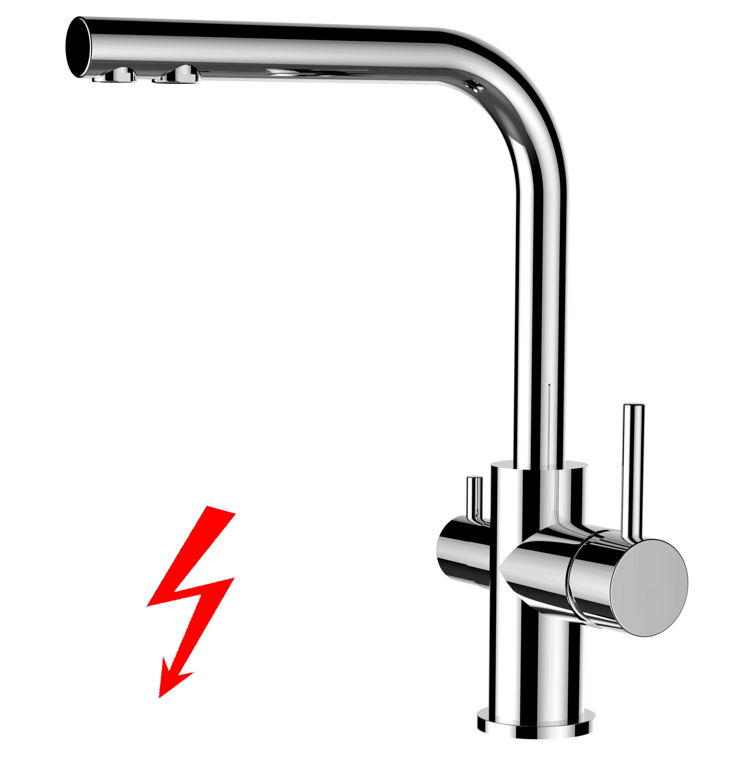 NIEDERDRUCK-3-WEGE-KÜCHENARMATUR, Verchromt, 360° schwenkbar - Chromfarben, Metall (21.2/31.3/21.2cm) - VIZIO