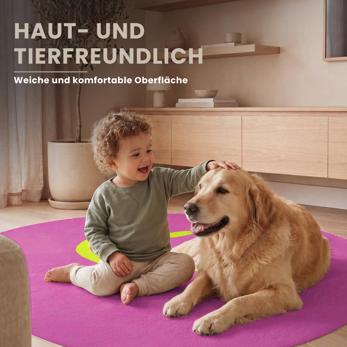 TEPPICH - Smiley - Fröhlich - Rosa - 120x120 cm - Pink, Kunststoff/Textil (120/0.4cm) - OnlyWow