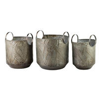 KORB Marina 3er Set grau 33/33/36 cm Metall - Grau, Metall (37cm) - Mondex