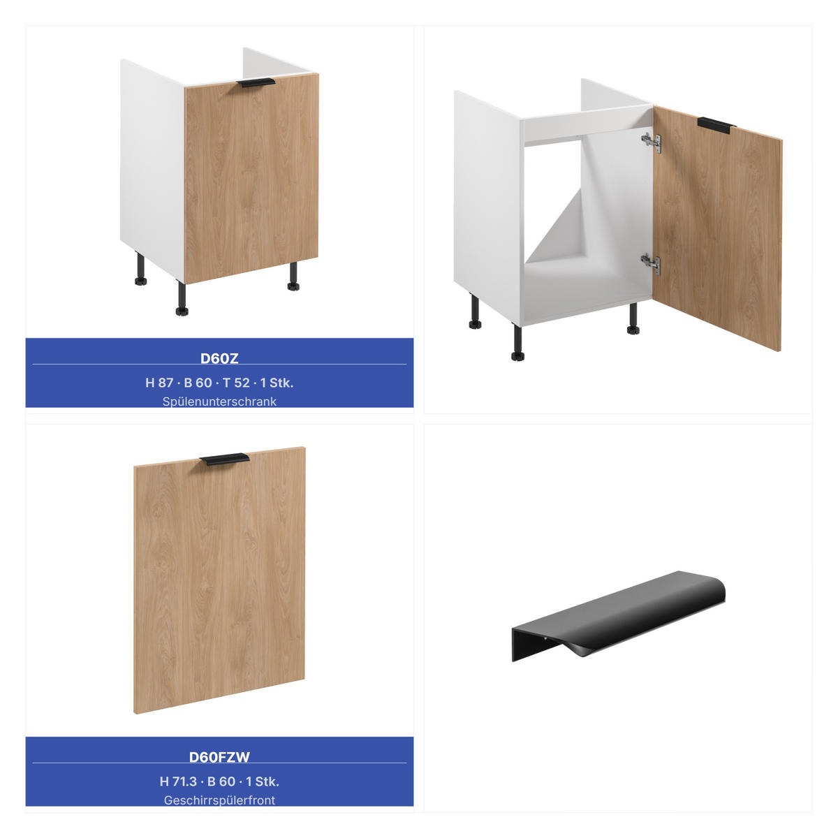 WINKELKÜCHE 340cm x 240cm - Sorento KS4-M340 - in Sonoma Eiche / Weiß - Schwarz/Weiß, Holz (580/247/58cm)