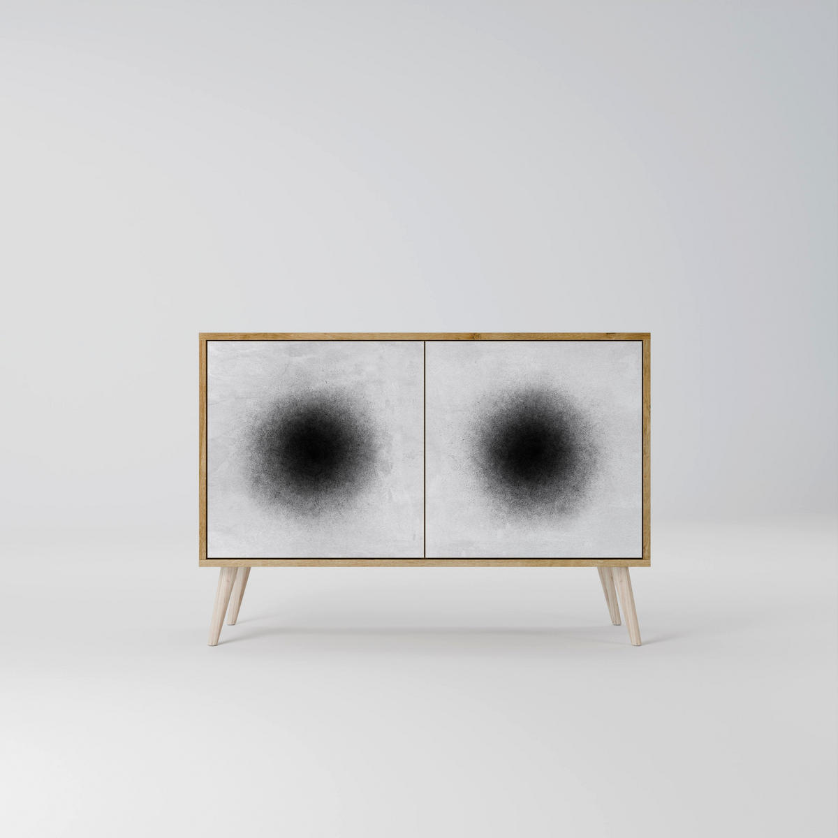 SIDEBOARD BLACK HOLE, Eicheneffekt, 111x42x77,5 cm, 2 Türen - Eichefarben/Buchefarben, Holzwerkstoff/Buchenholz (111/77.5/42cm) - SpaceRebels