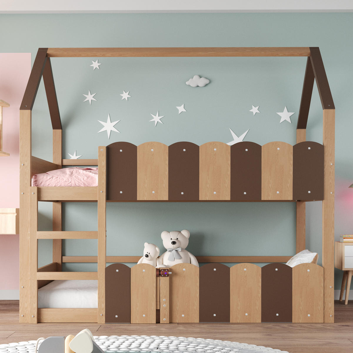 HOCHBETT Hausdesign 90/200 cm Naturholz mit Lattenrost - Naturfarben, Holz (90/200cm) - MIVRAY