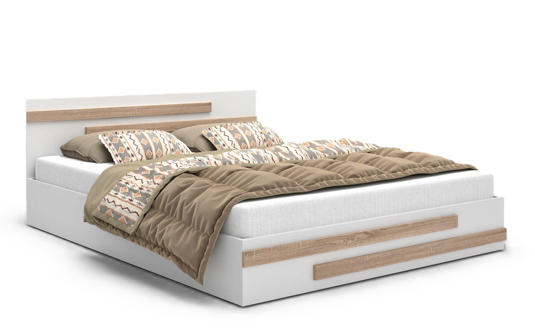 BETT Weiß ALDO BETA Laminat 160x200 cm - Weiß, Textil (160/200cm) - Sepro Meble