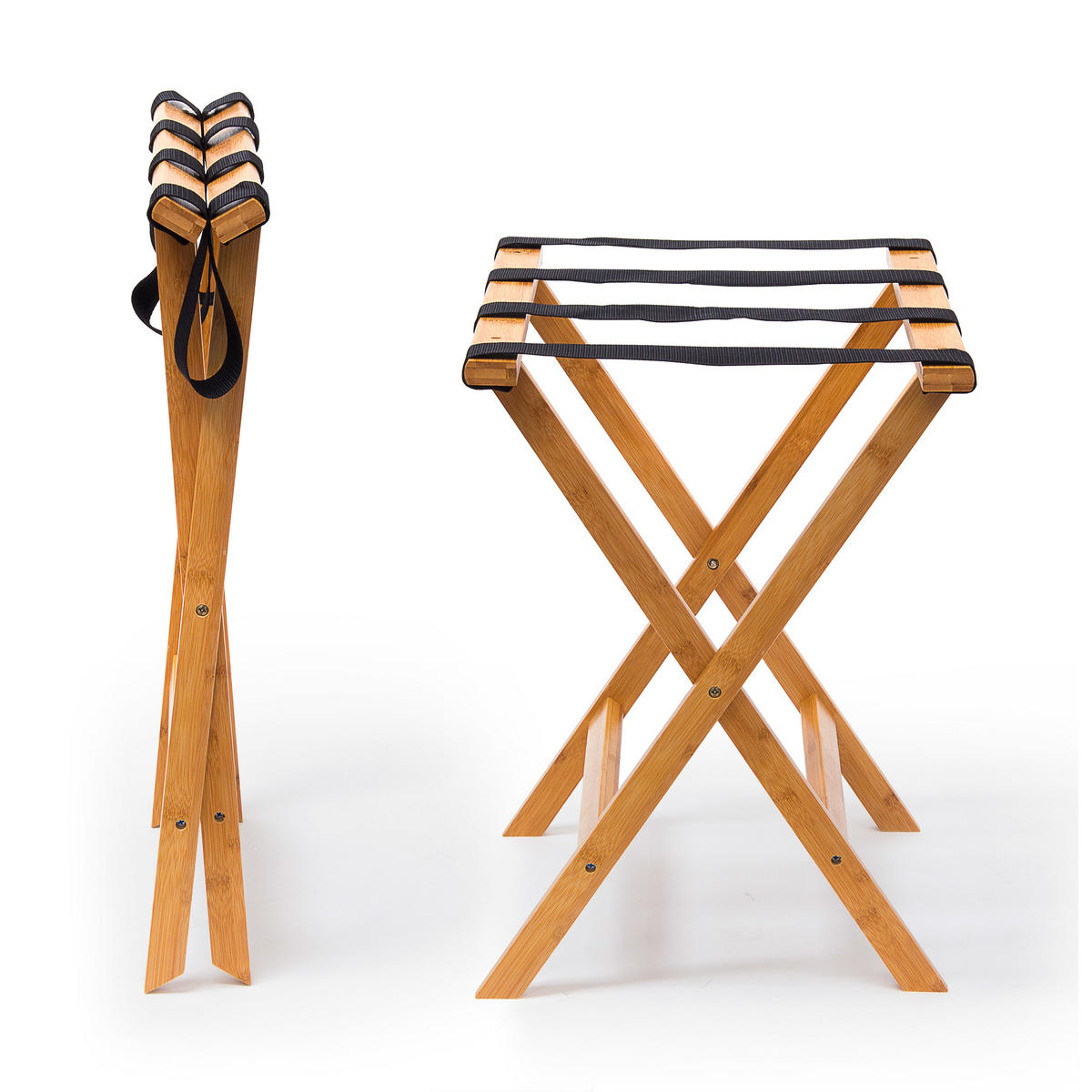 STOJAN na kufre - svetlohnedá, drevo/textil (60/50/37.5cm) - Relaxdays