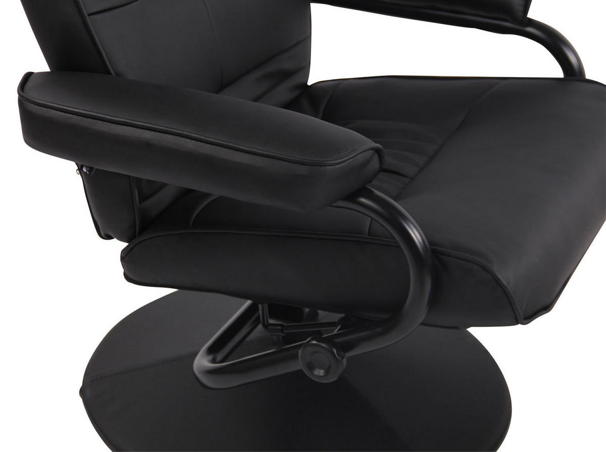 SESSEL MIT HOCKER Lederlook Schwarz - Schwarz, Textil/Metall (77/92/72cm) - CLP