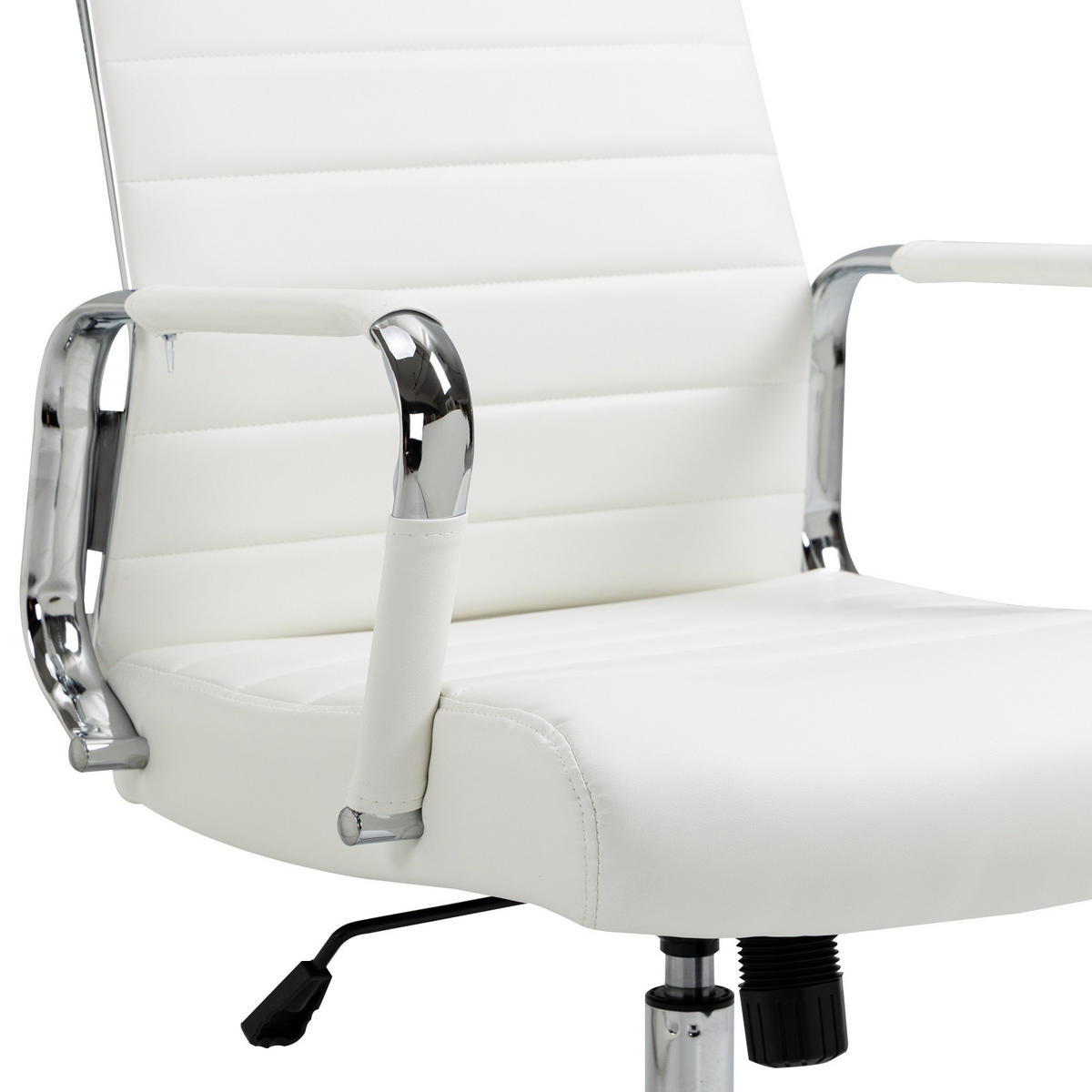 SCHREIBTISCHSTUHL OFFICE COMFORT LB Kunstleder Weiß - Silberfarben/Weiß, Textil/Metall (56/103/64cm) - SVITA
