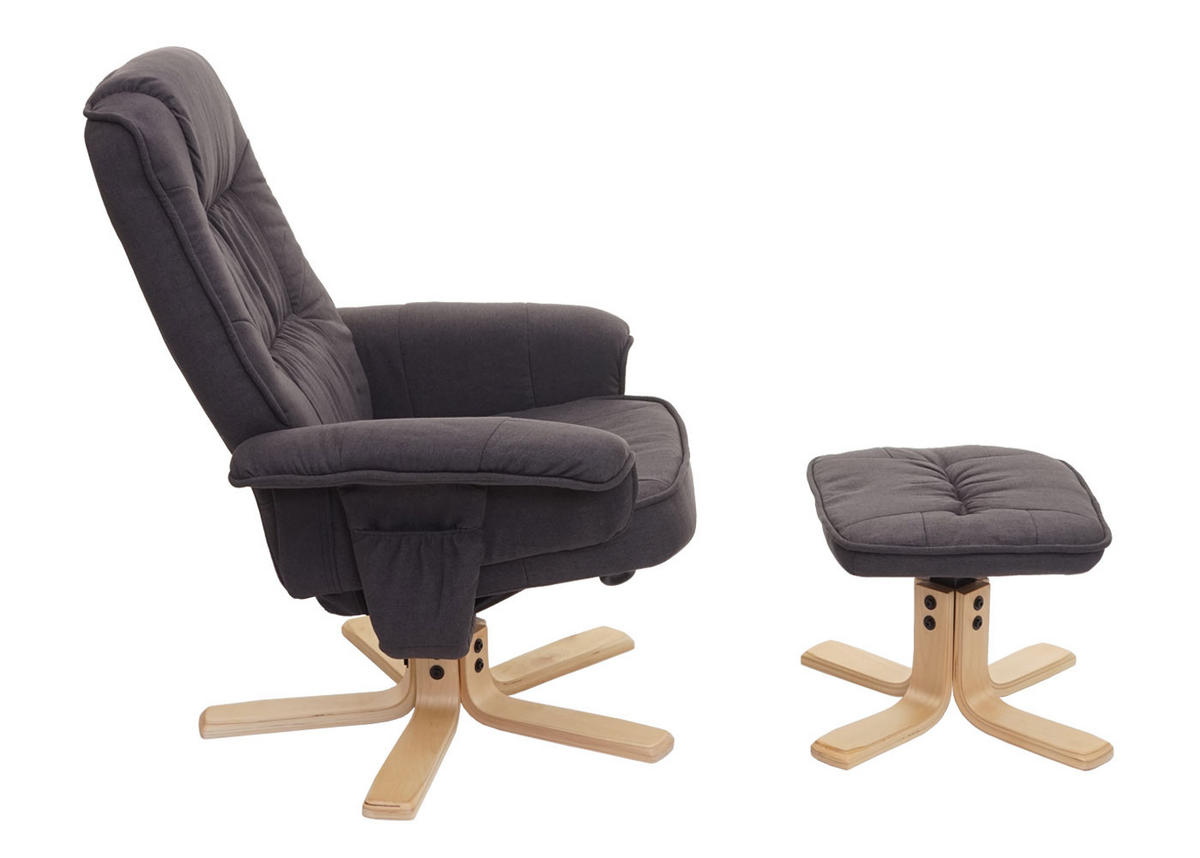 RELAXSESSEL MIT HOCKER Anthrazit - Anthrazit, Textil (80/100/70cm) - MCW
