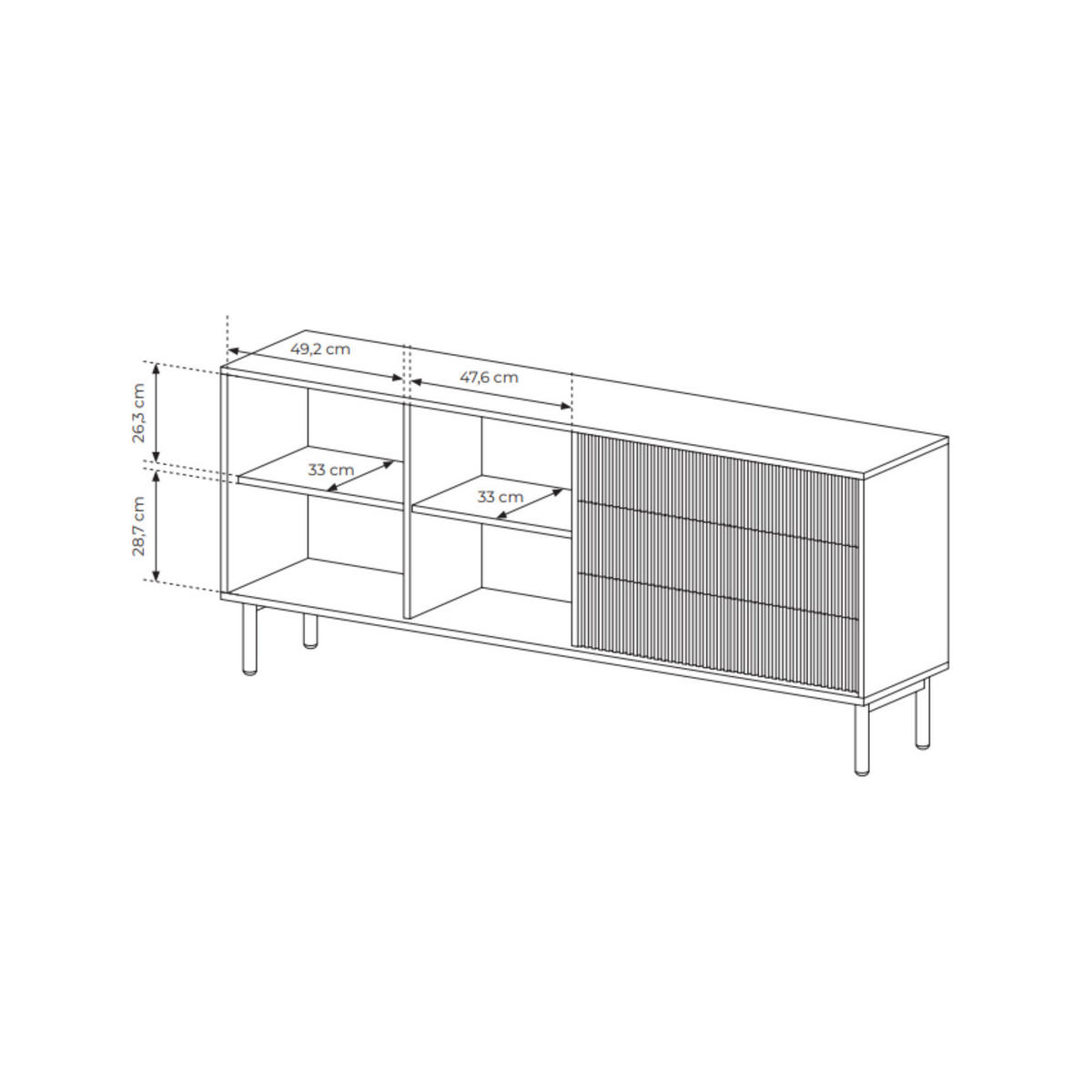 SIDEBOARD TAVO 187 cm Eiche Cremona - mit 2 Türen (links) und 3 Schubladen (rechts) - Eichefarben, Holz/Holzwerkstoff (187/80/39cm) - Ravio