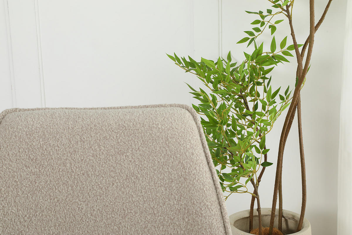 BÜRODREHSTUHL - Bouclé / Eisen - Beige/Schwarz, Textil/Metall (57/85/62cm) - home24