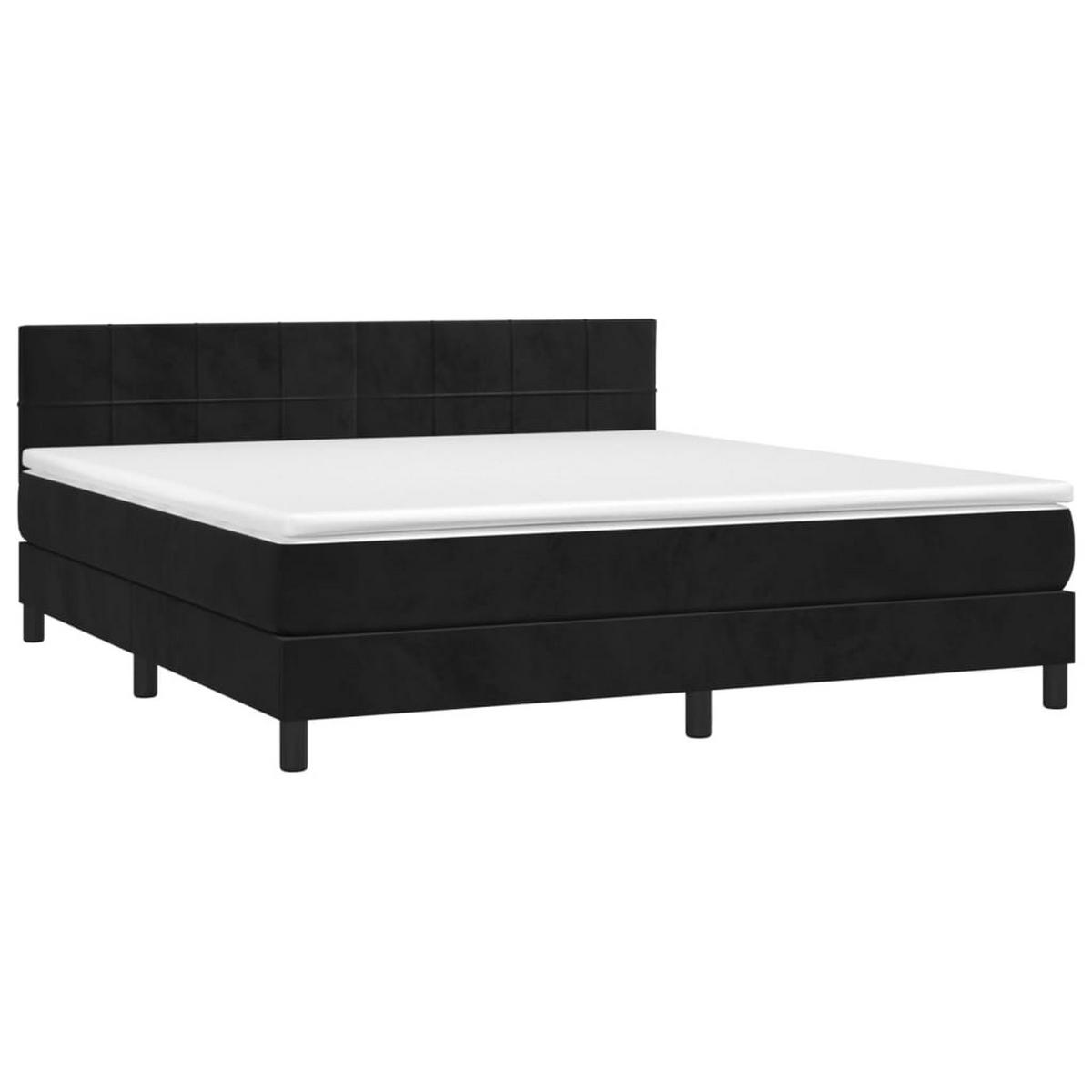 BOXSPRINGBETT MIT MATRATZE & LED SCHWARZ 180X200 CM SAMT - Schwarz, Holz/Textil - vidaXL