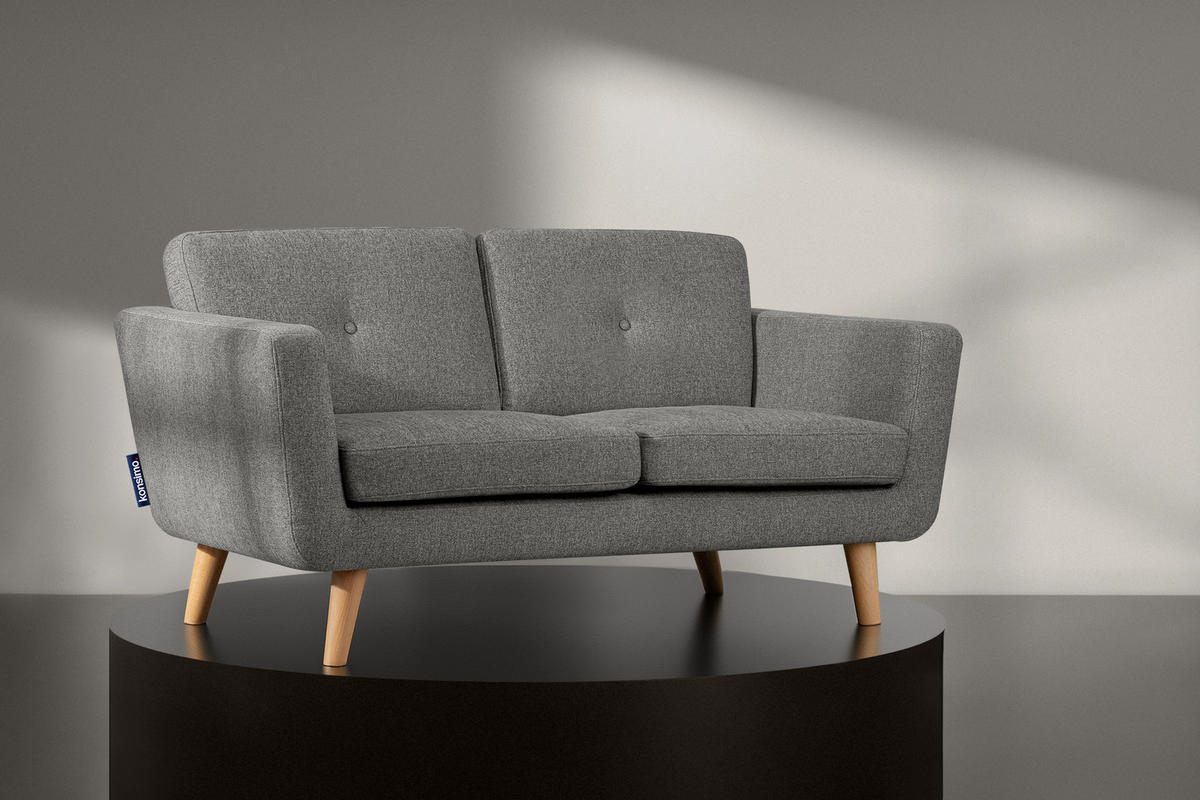 2-SITZER-SOFA TAGIO II mit Armlehnen, Aschgrau - Grau, Textil (88/80/153cm) - KONSIMO®