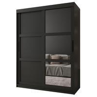 SCHWEBETÜRENSCHRANK 200/150/62 2-türig - Schwarz, Holz/Kunststoff (150/200/62cm) - MÖBEL KRYSPOL