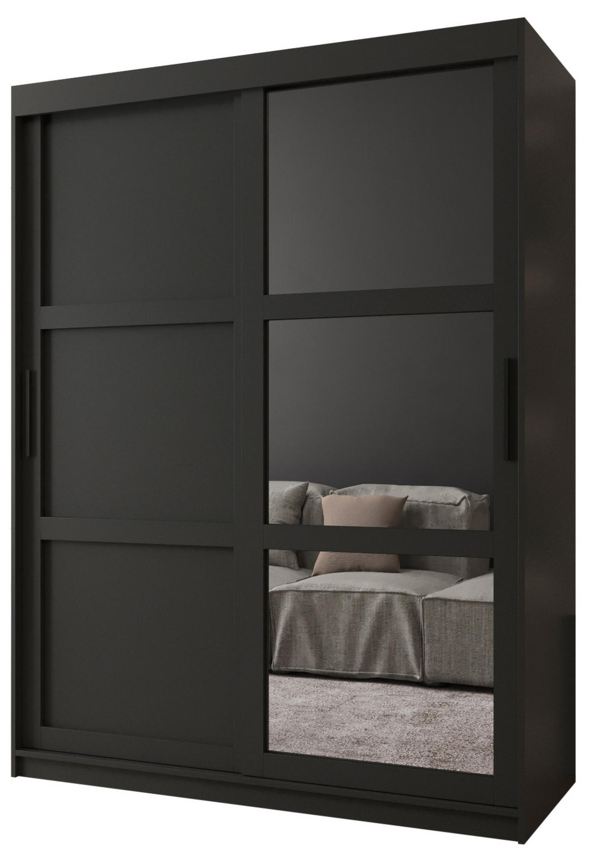 SCHWEBETÜRENSCHRANK 200/150/62 2-türig - Schwarz, Holz/Kunststoff (150/200/62cm) - MÖBEL KRYSPOL