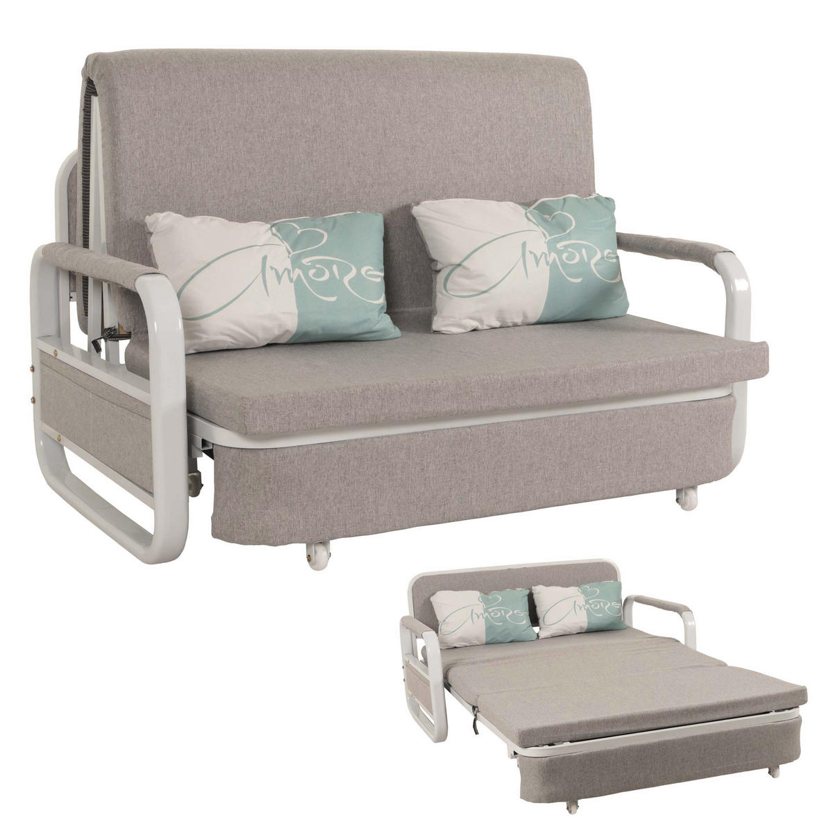 SCHLAFSOFA Grau - Grau, Textil (130/71/185cm) - MCW