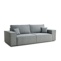 ROZKLÁDACÍ POHOVKA Milos, textil, modrošedý - černá/šedohnědá, dřevo/kompozitní dřevo (255/70/105cm) - Maison de Reve