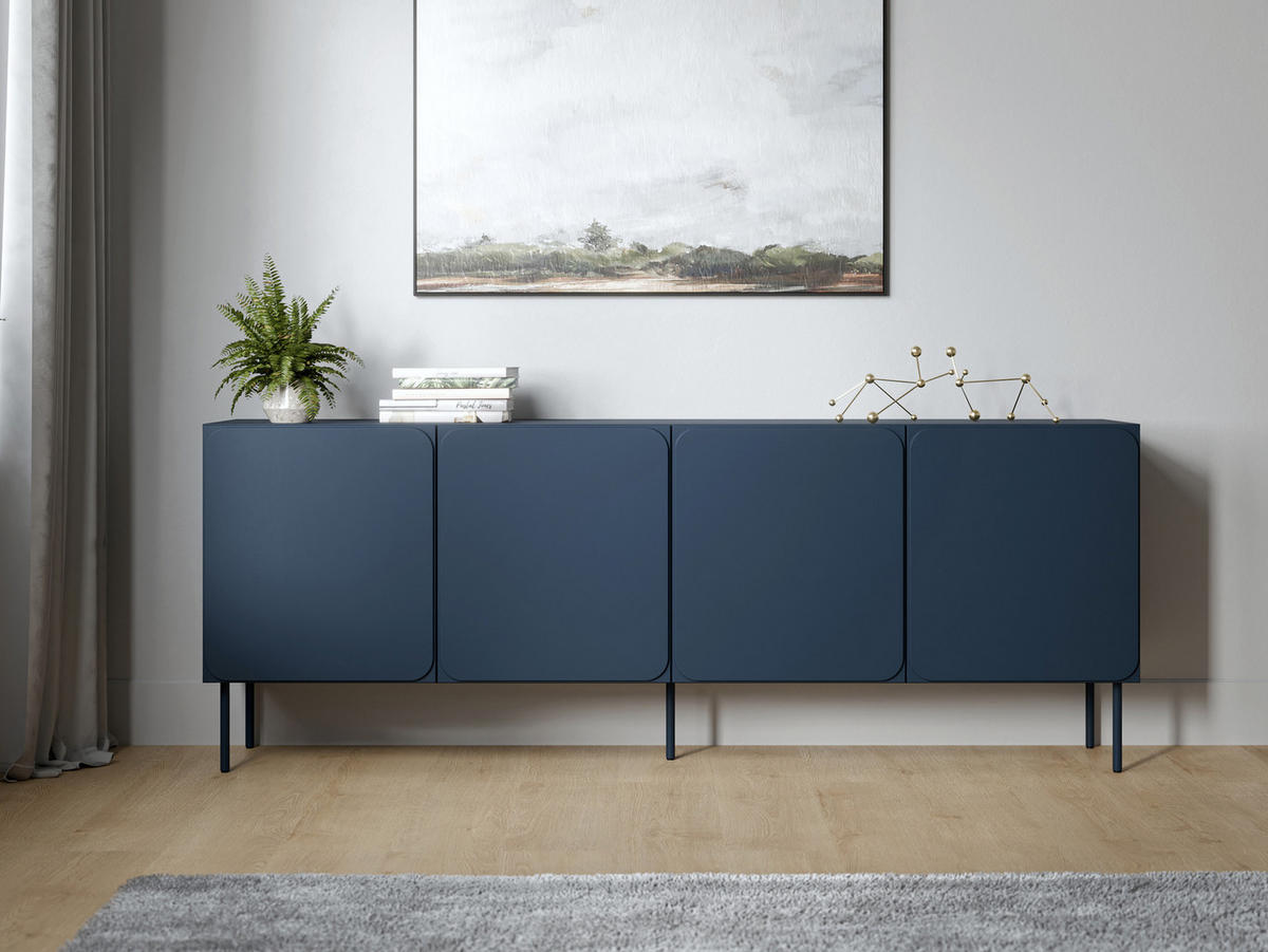 SIDEBOARD Rafael 200 4D - Blau, Holzwerkstoff/Metall (200/76/40cm) - MIRJAN24