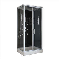 DUSCHKABINE WAVE L - L - Schwarz, Glas (80cm) - Home Deluxe