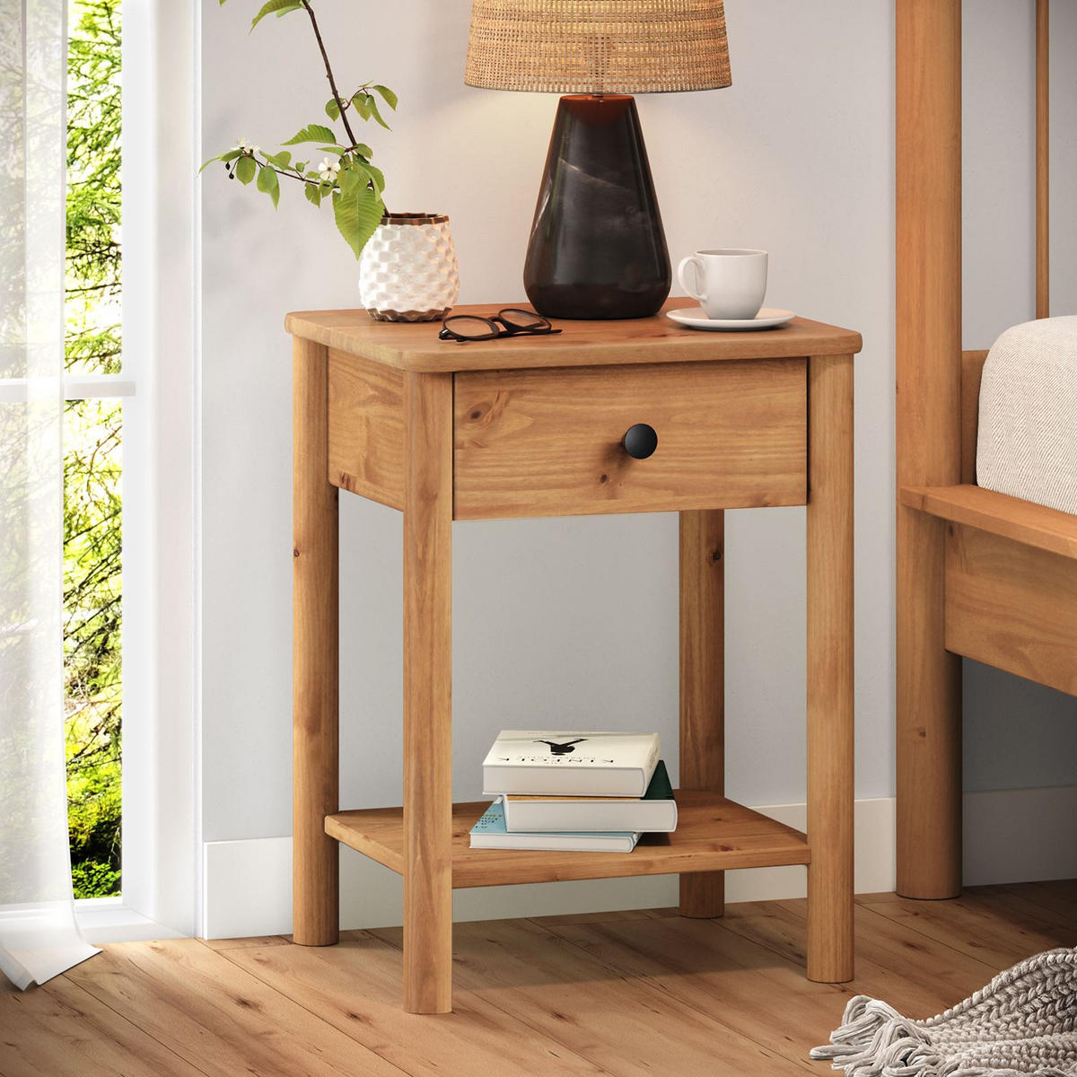 NACHTTISCH APOANA Eiche - Eichefarben, Holz (45/55/35cm) - IDIMEX