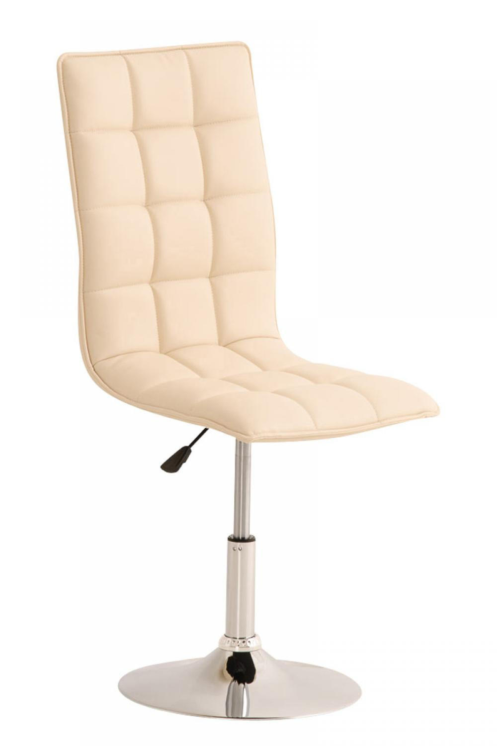 DREHSTUHL Lederlook creme - Chromfarben/Creme, Textil/Metall (43/90/56cm) - CLP