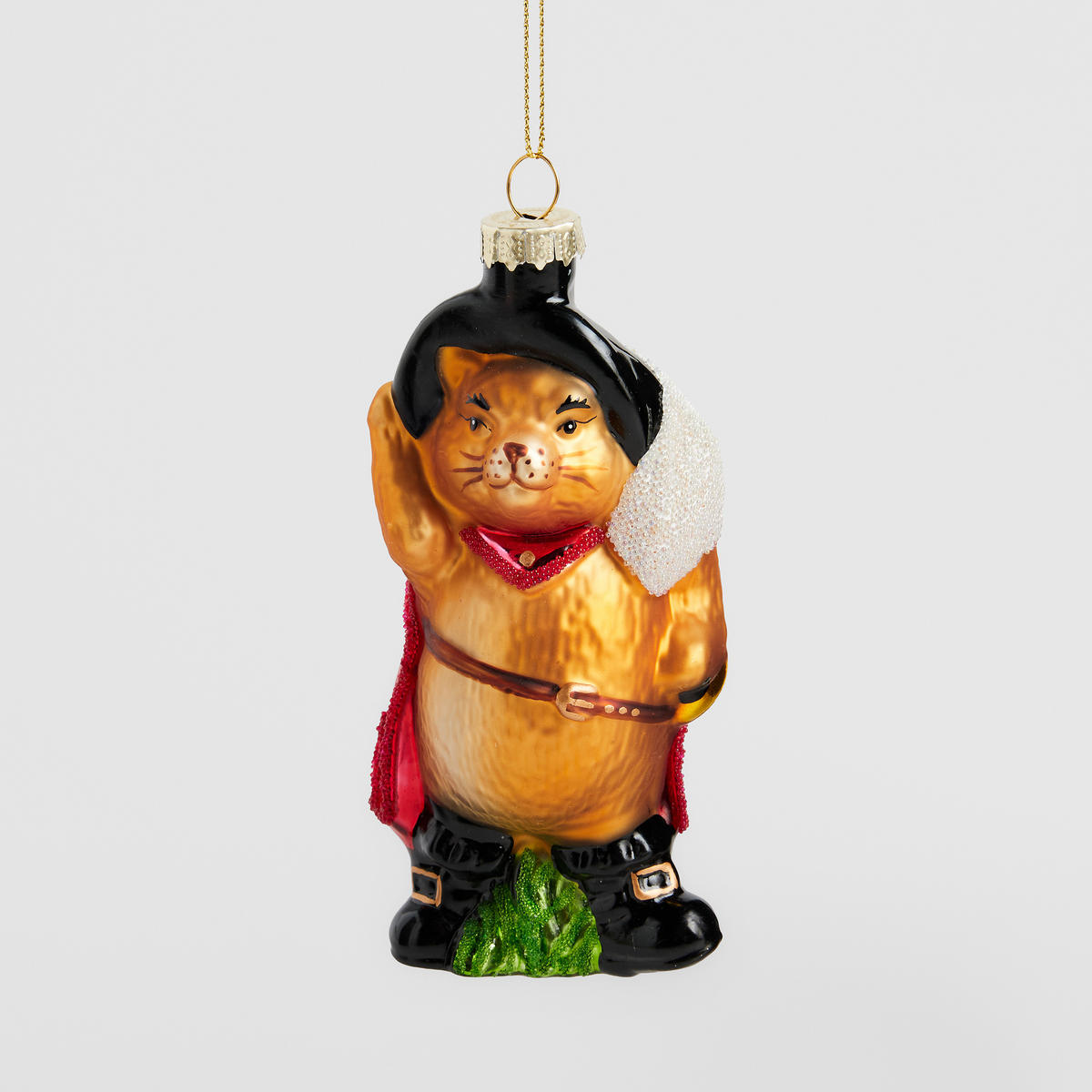 WEIHNACHTSKUGEL Glas AMIGO, 5x12 cm, Katze, Christbaumkugeln, Weihnachtsdeko Xmas, Christmas Deko - Braun, Glas (5.5/4.5/12cm) - home&you