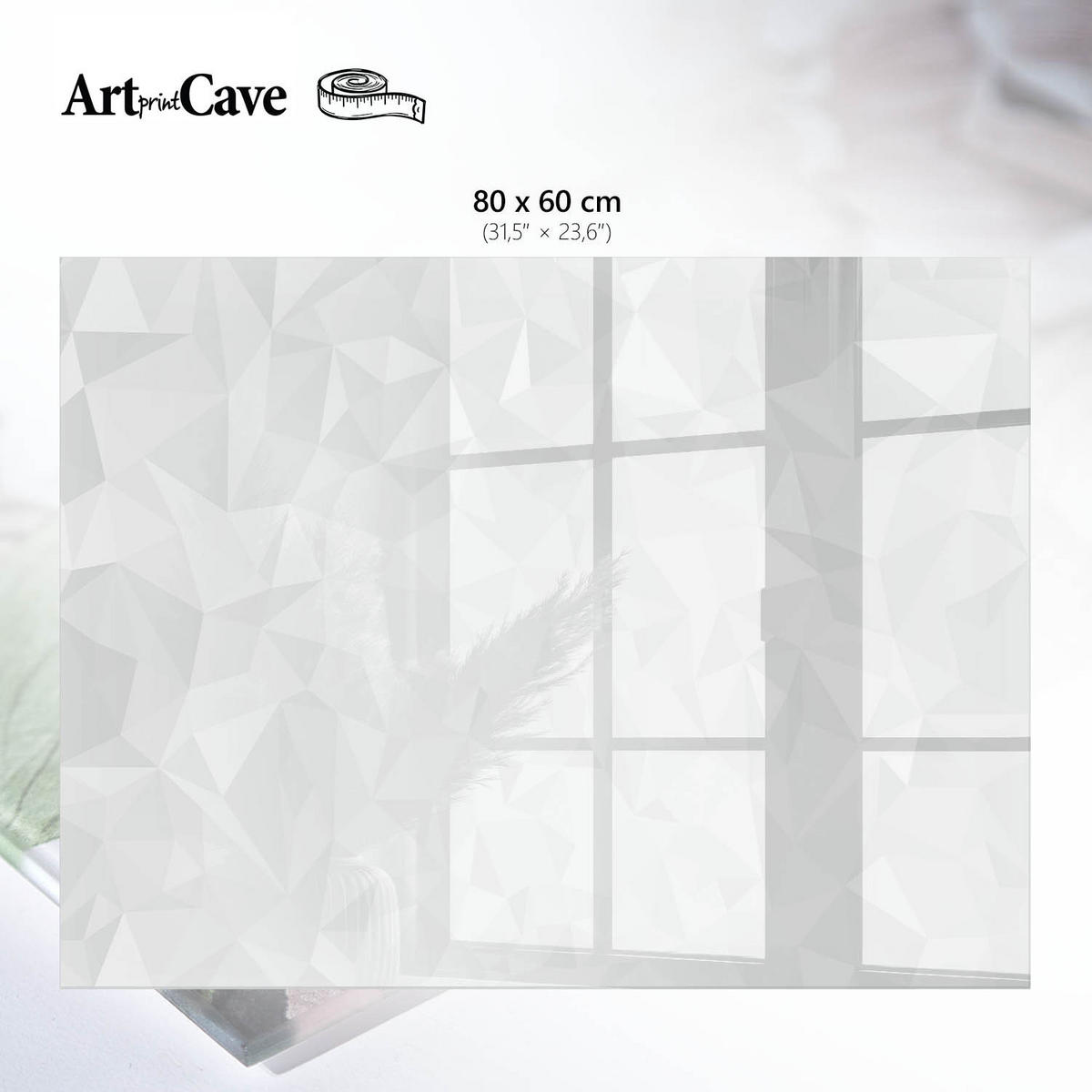 GLASPLATTE 80x60 cm – Geometrischer Hintergrund - Weiß, Glas (0.4/80/60cm) - ArtPrintCave