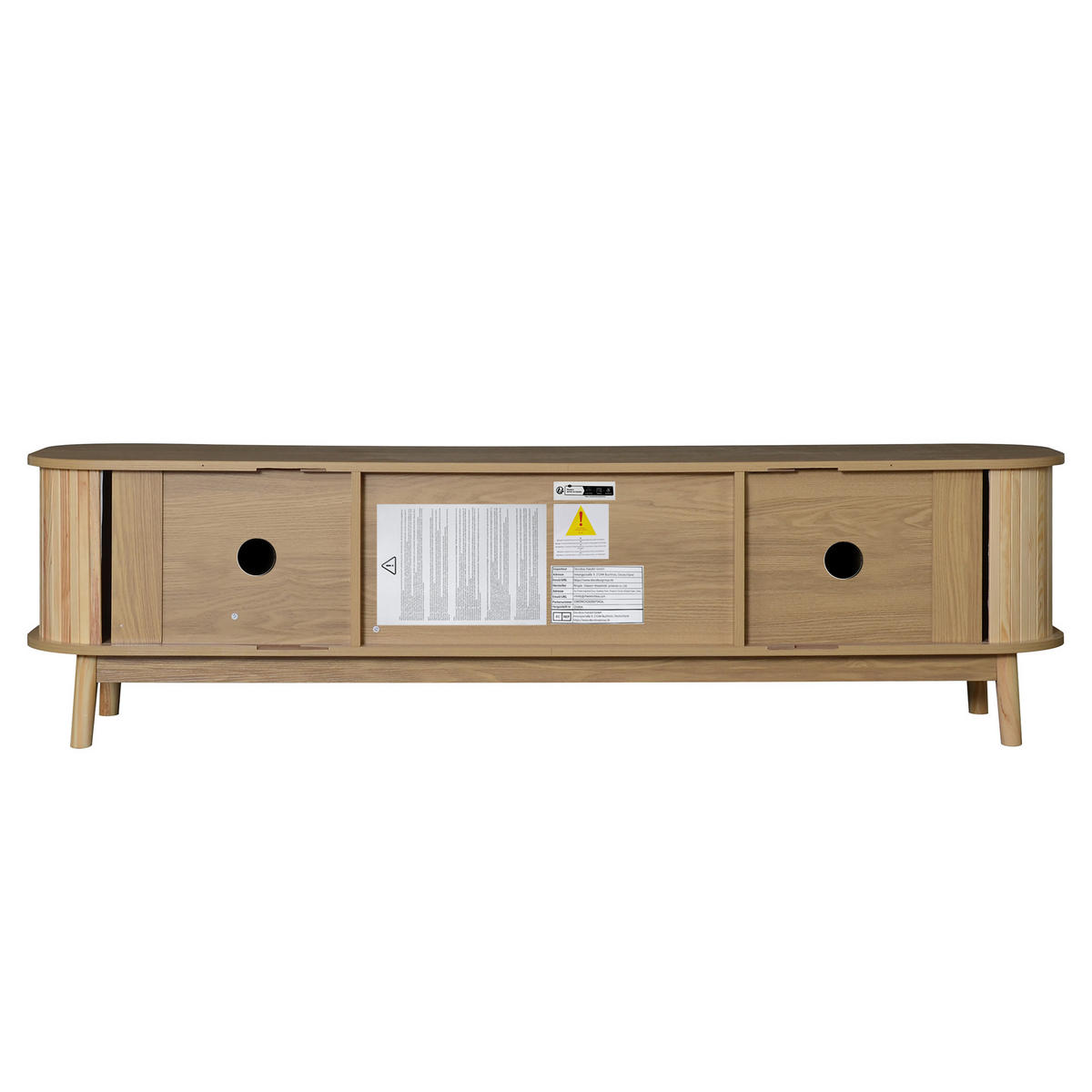 TV-SCHRANK Holz Rattan Türen Schubladen Landhaus modern - Naturfarben, Holzwerkstoff (39.5/46/170cm) - FLIEKS