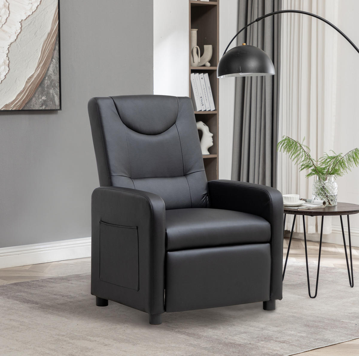 SESSEL in Schwarz mit klappbarer Fußstütze und verstellbarer Lehne - Schwarz, Kunststoff (67.5/95.5/76.5cm) - BEAOK