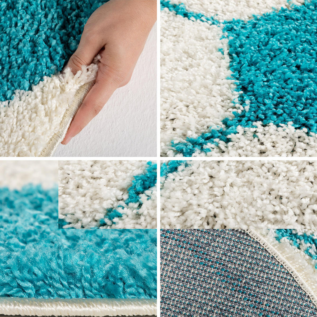 TEPPICH Kinder Hochflor Fußball Motiv Polypropylen Kinderzimmer Türkis Rund 120x120 - Türkis, Textil (120/120cm) - KADIMA DESIGN
