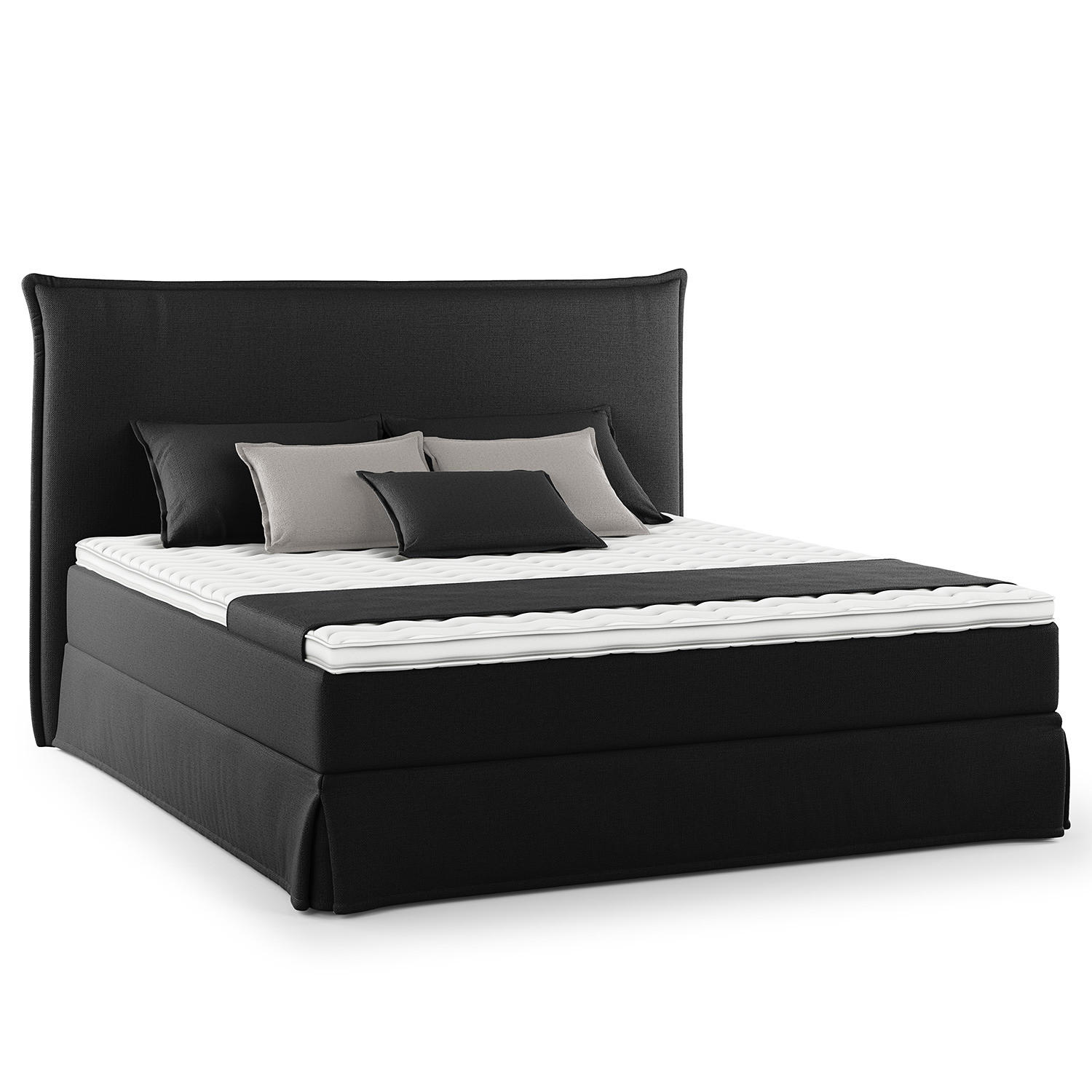 BOXSPRINGBETT mit Husse - Schwarz, Textil (180/200cm) - home24
