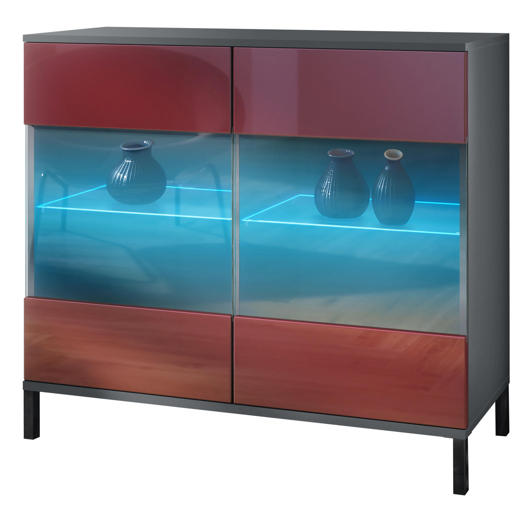 KOMMODE Bari Bordeaux Hochglanz - Bordeaux, Holzwerkstoff (92.5/83.5/35cm) - Vladon